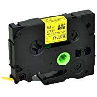6 mm (5.8 mm) de largeur Heat Shrink cassette ruban détiquettes pour Brother P-Touch. Noir sur jaune. 1.5 m de longueur…